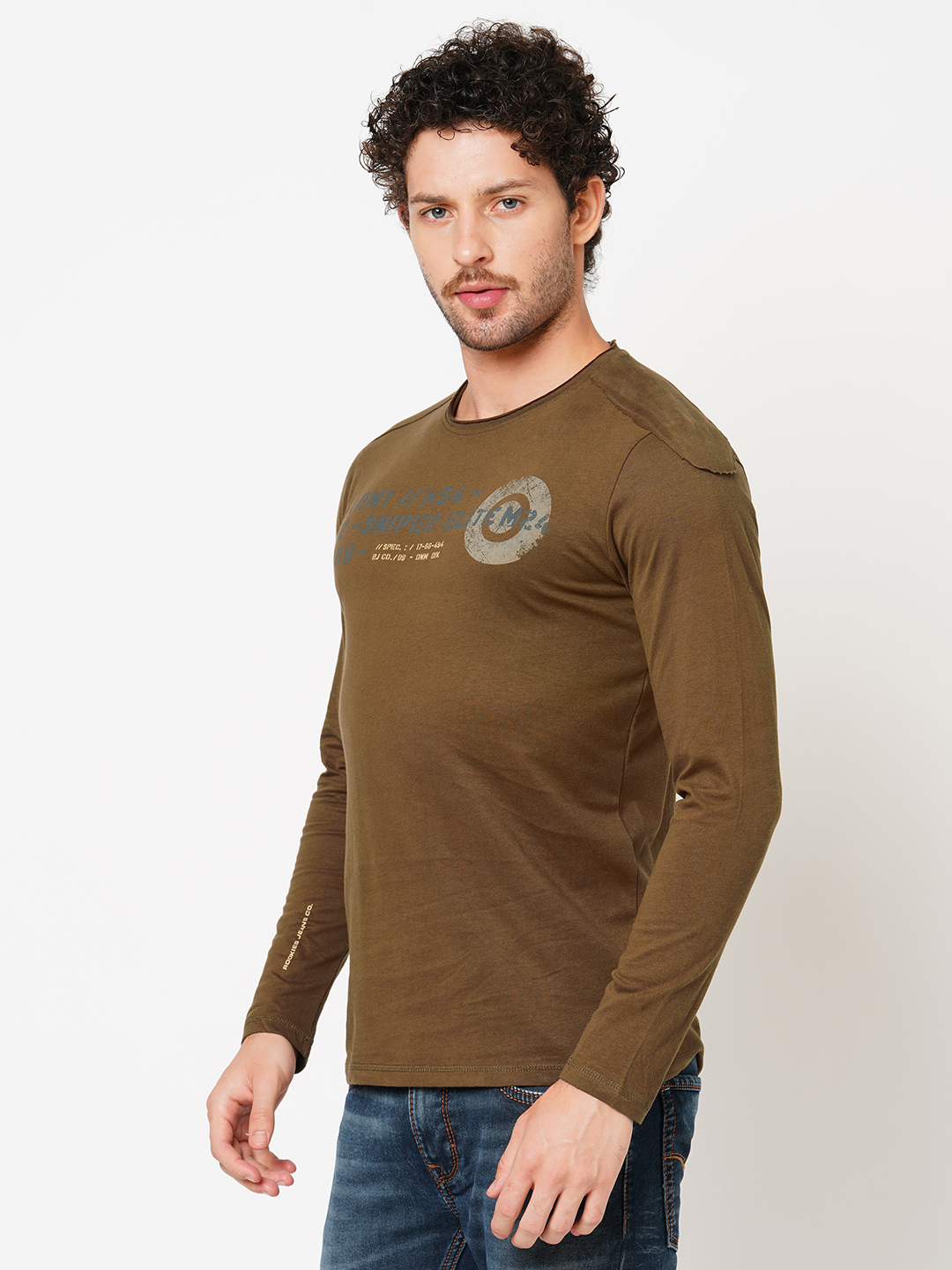 DK KHAKI FULL SLEEVE ROUND NECK TEE (R NECK F/SLV SLIM)