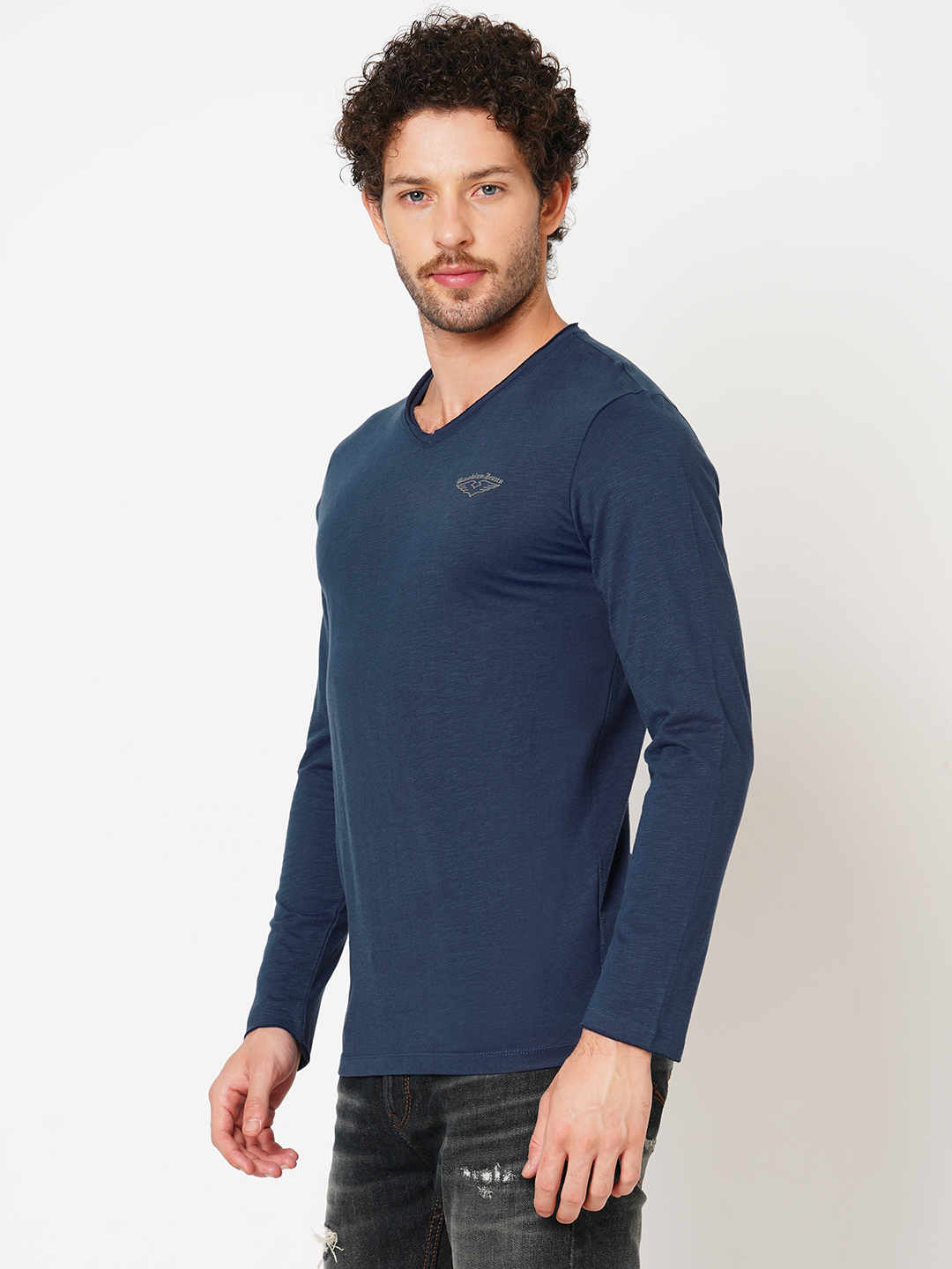 DK NAVY FULL SLEEVE V NECK TEE (V NECK F/SLV SLIM)