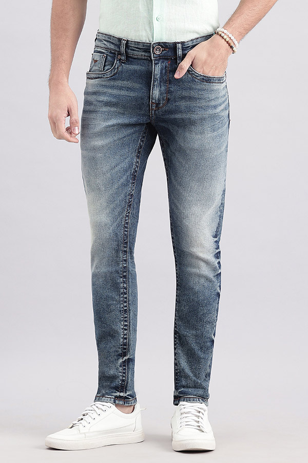 MED BLUE 5 POCKET LOW-RISE ANKLE LENGTH JEANS (SPRINGSTEEN FIT)