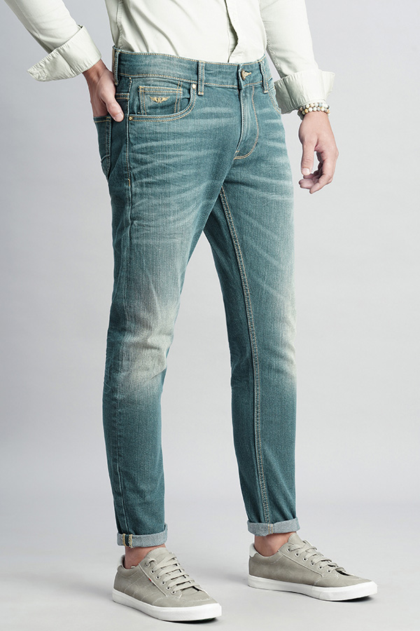 LT GREEN 5 POCKET LOW-RISE ANKLE LENGTH JEANS (SPRINGSTEEN FIT)