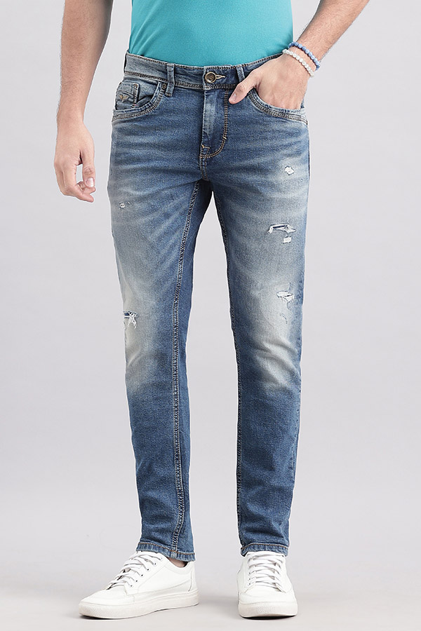 MED BLUE 5 POCKET LOW-RISE ANKLE LENGTH JEANS (SPRINGSTEEN FIT)