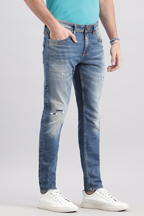 MED BLUE 5 POCKET LOW-RISE ANKLE LENGTH JEANS (SPRINGSTEEN FIT)