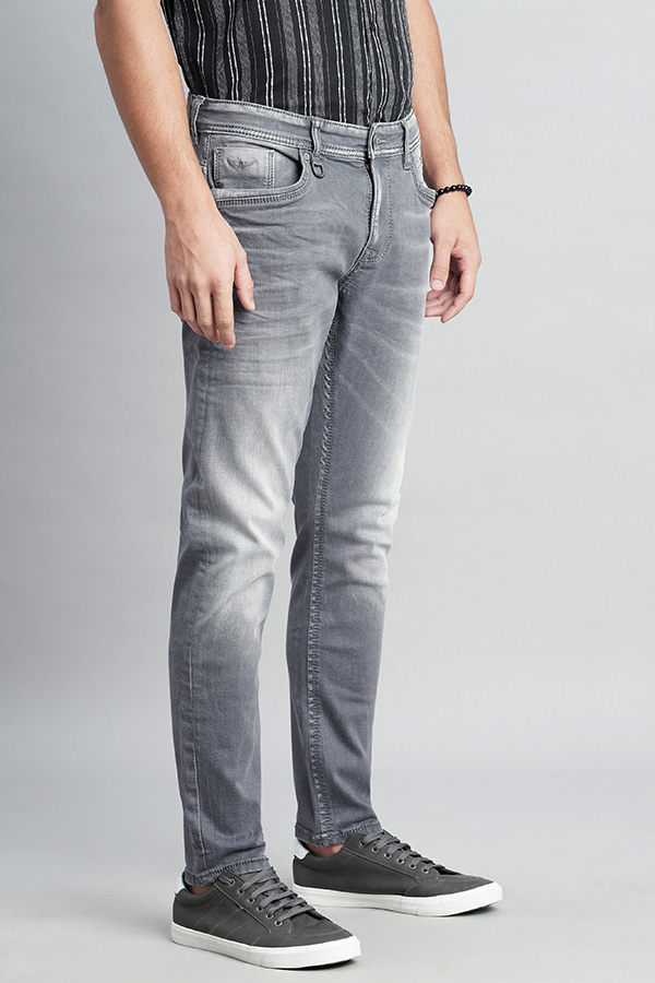 GREY 5 POCKET LOW-RISE ANKLE LENGTH JEANS (SPRINGSTEEN FIT)