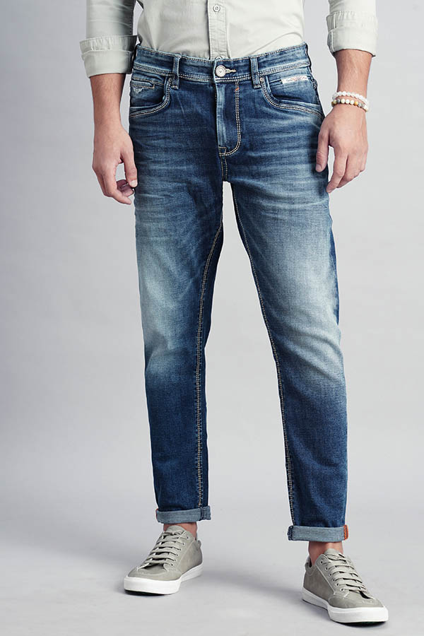 MED BLUE 5 POCKET LOW-RISE ANKLE LENGTH JEANS (SPRINGSTEEN FIT)