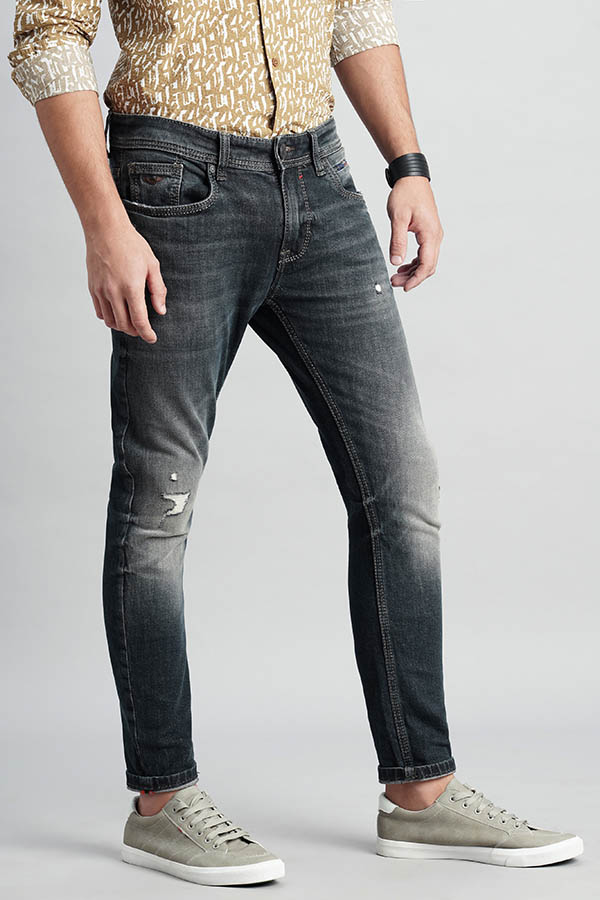 GREY 5 POCKET LOW-RISE ANKLE LENGTH JEANS (SPRINGSTEEN FIT)