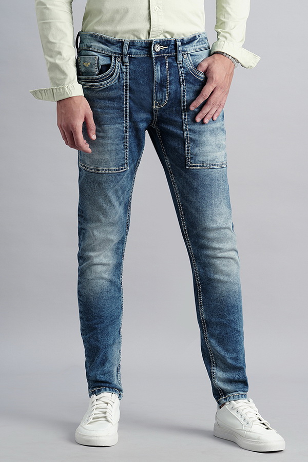 MED BLUE 5 POCKET LOW-RISE ANKLE LENGTH JEANS (SPRINGSTEEN FIT)