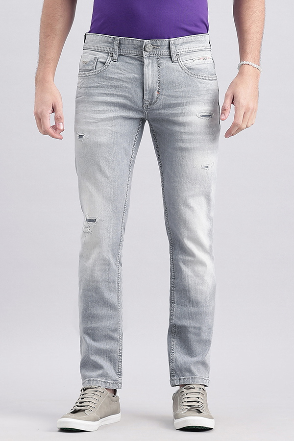 GREY 5 POCKET MID-RISE JEANS (LENNON FIT)