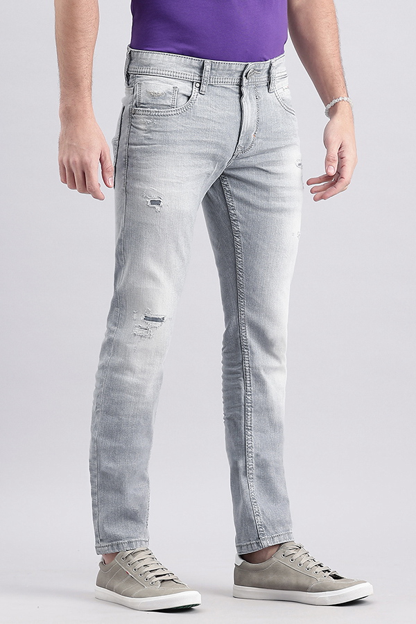 GREY 5 POCKET MID-RISE JEANS (LENNON FIT)