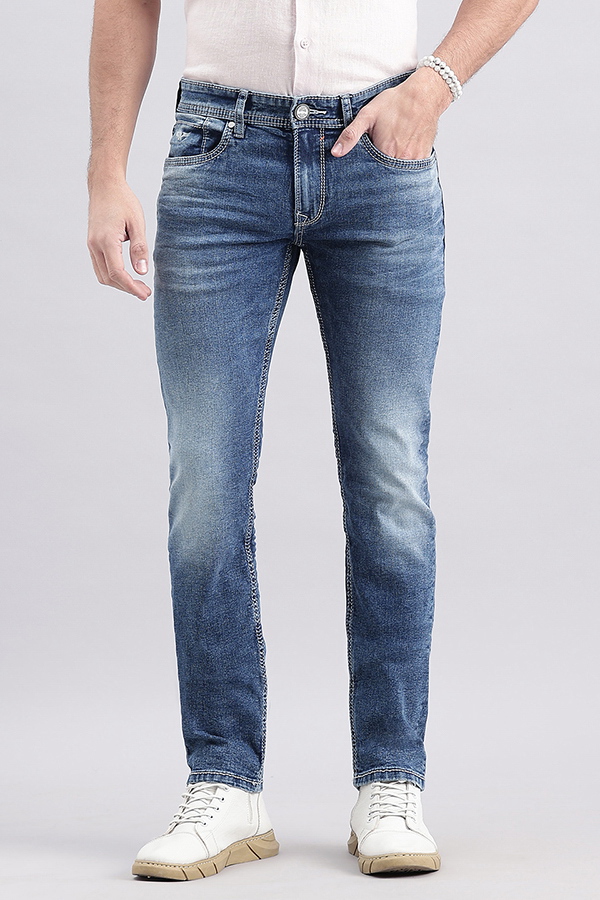 MED BLUE 5 POCKET MID-RISE JEANS (LENNON FIT)