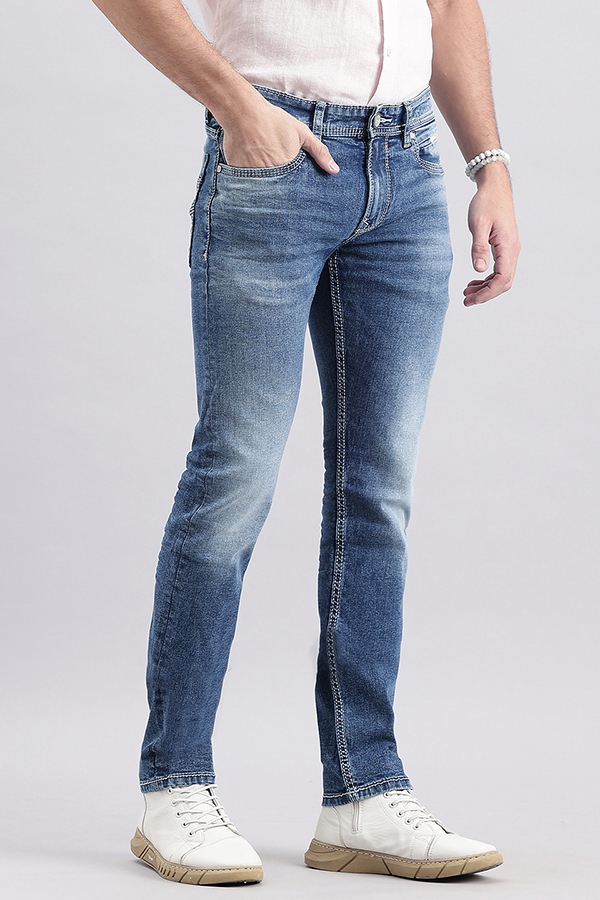 MED BLUE 5 POCKET MID-RISE JEANS (LENNON FIT)