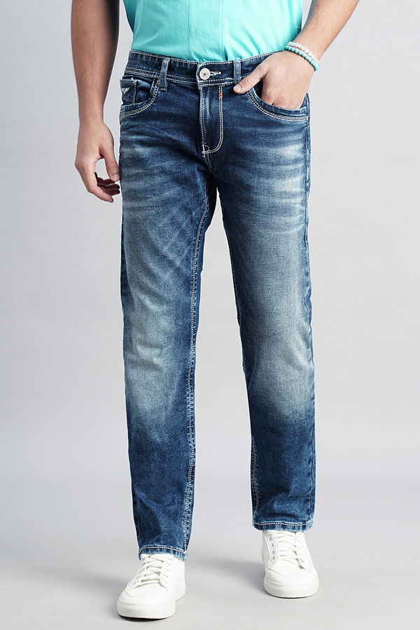 MED BLUE 5 POCKET MID-RISE JEANS (LENNON FIT)