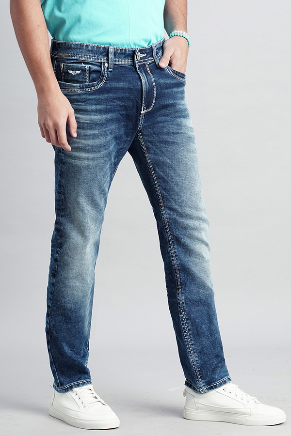 MED BLUE 5 POCKET MID-RISE JEANS (LENNON FIT)