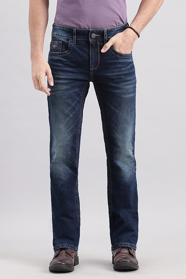 DK BLUE 5 POCKET SLIM FIT LOW RISE BOOT LEG JEANS (BOOT CUT FIT)