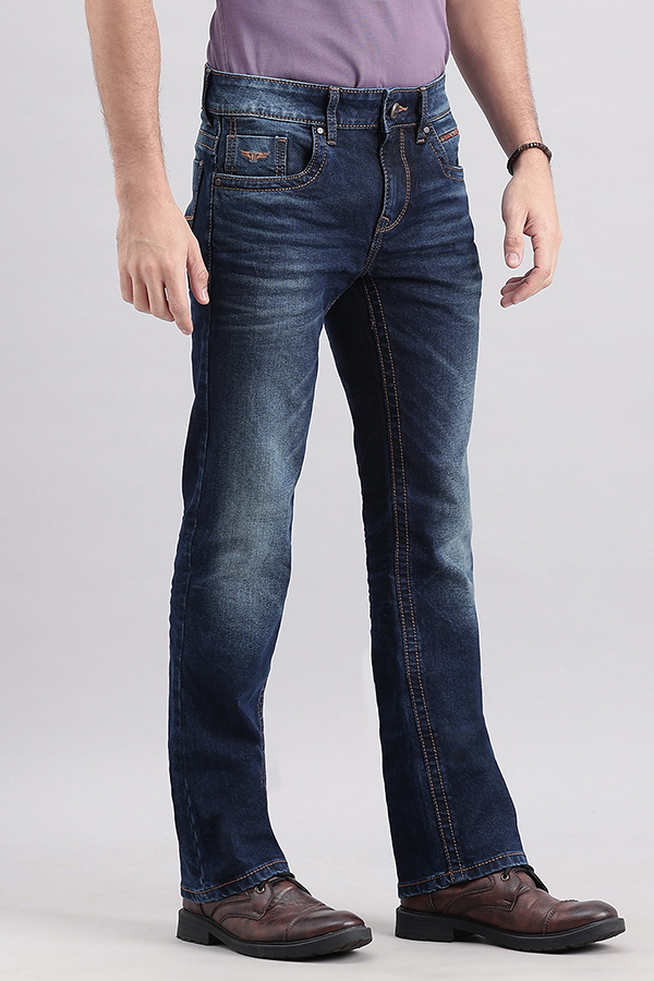 DK BLUE 5 POCKET SLIM FIT LOW RISE BOOT LEG JEANS (BOOT CUT FIT)