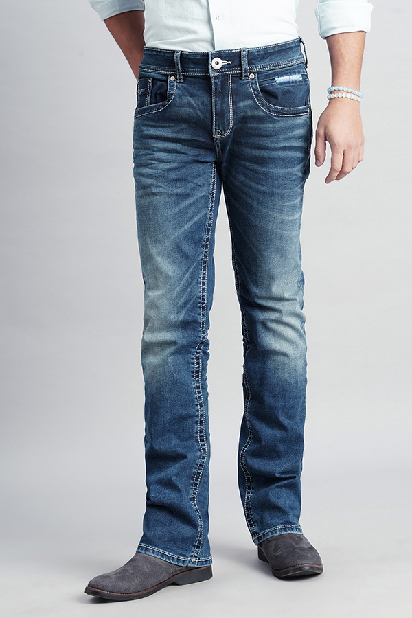 DK BLUE 5 POCKET SLIM FIT LOW RISE BOOT LEG JEANS (BOOT CUT FIT)