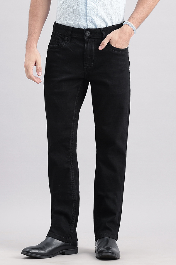 BLACK 5 POCKET MIDRISE, COMFORT AND STREIGHT FIT JEANS (JESSE FIT)