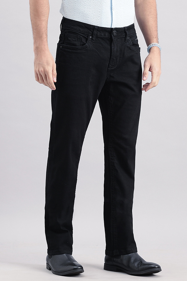 BLACK 5 POCKET MIDRISE, COMFORT AND STREIGHT FIT JEANS (JESSE FIT)