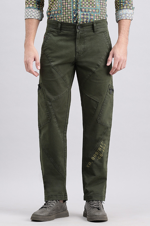 MILITARY GREEN SLIM FIT CARGO PANT (REGULAR FIT)