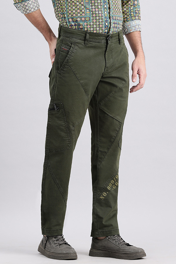 MILITARY GREEN SLIM FIT CARGO PANT (REGULAR FIT)