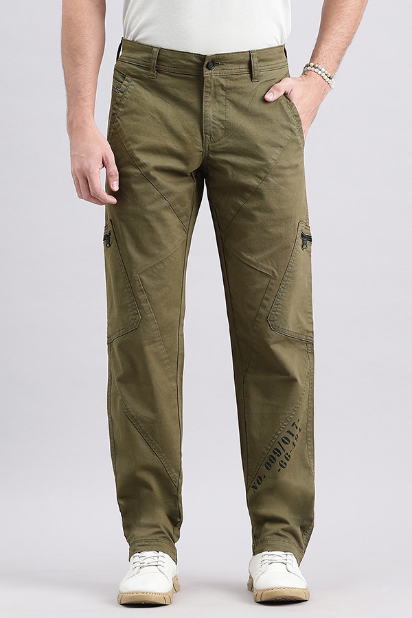 OLIVE SLIM FIT CARGO PANT (REGULAR FIT)