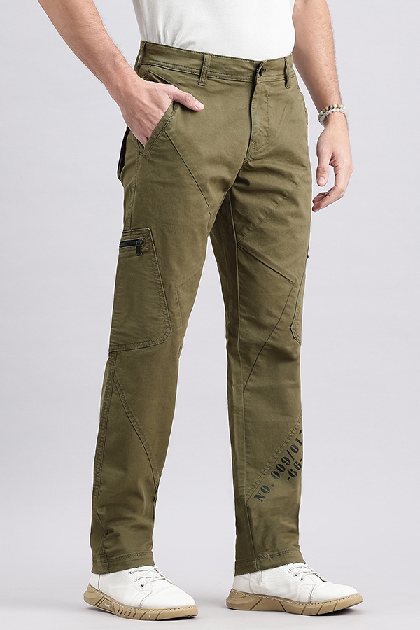 OLIVE SLIM FIT CARGO PANT (REGULAR FIT)