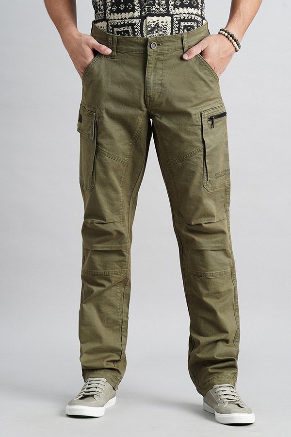 OLIVE SLIM FIT CARGO PANT (REGULAR FIT)