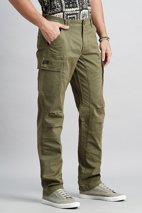 OLIVE SLIM FIT CARGO PANT (REGULAR FIT)