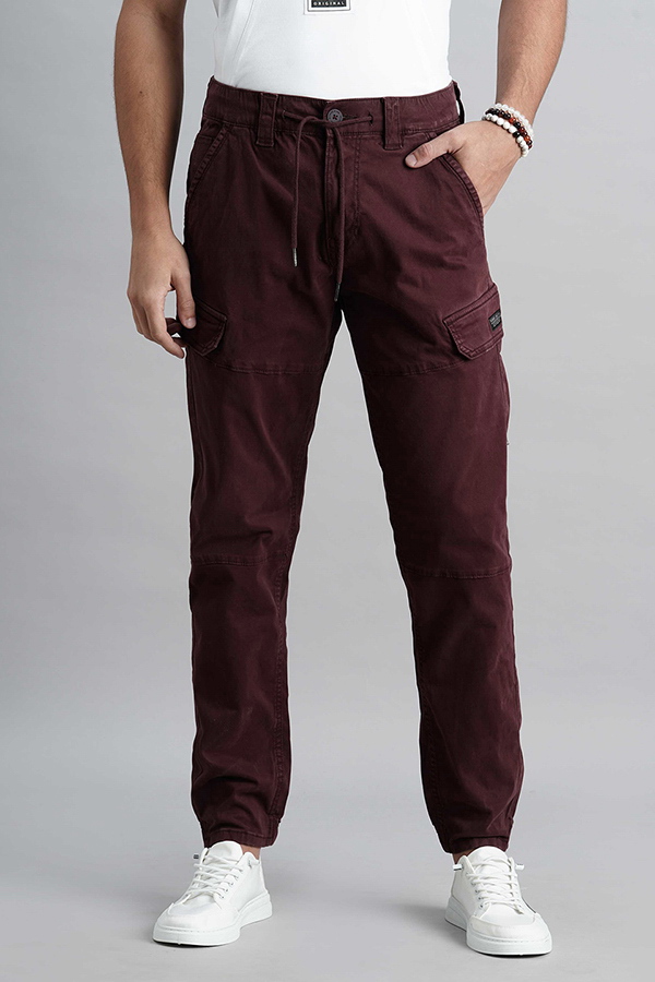 WINE SLIM FIT CARGO PANT (TAPERED FIT)