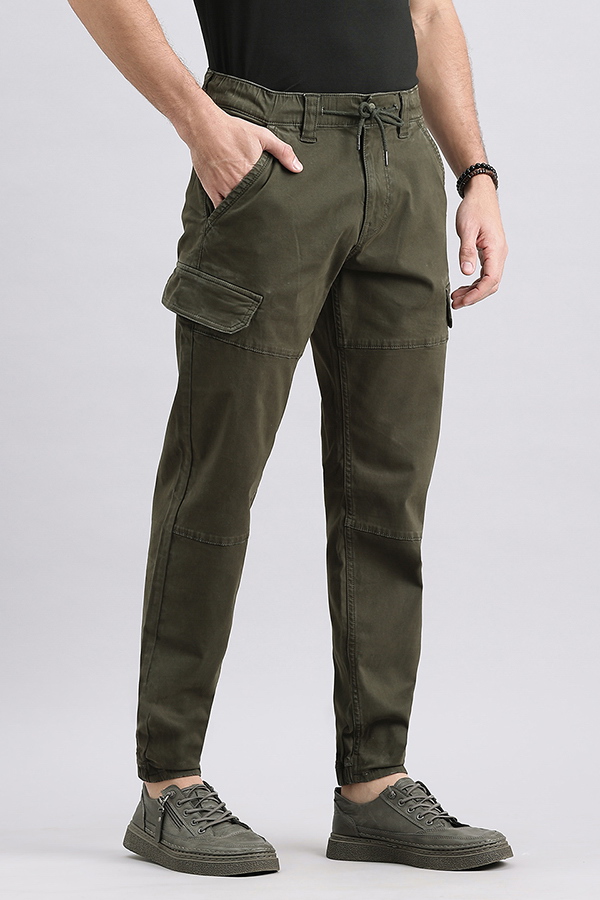 MILITARY GREEN SLIM FIT CARGO PANT (TAPERED FIT)