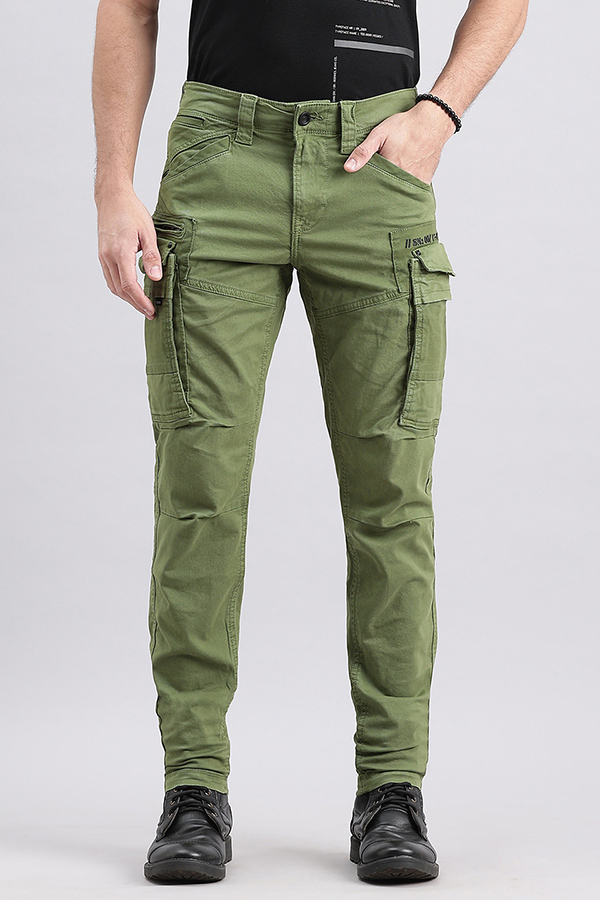 MOSS GREEN SLIM FIT CARGO PANT (REGULAR FIT)