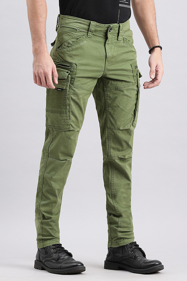 MOSS GREEN SLIM FIT CARGO PANT (REGULAR FIT)