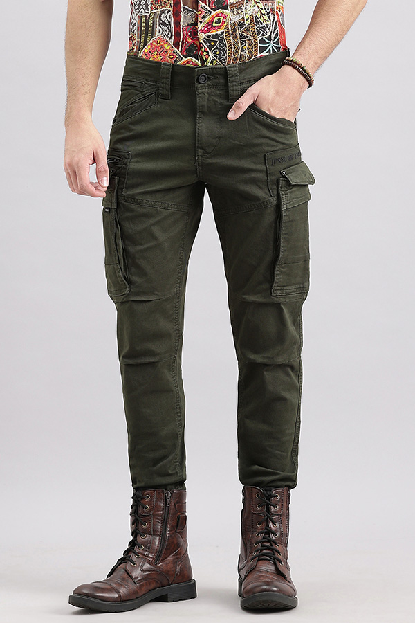 MILITARY GREEN SLIM FIT CARGO PANT (REGULAR FIT)