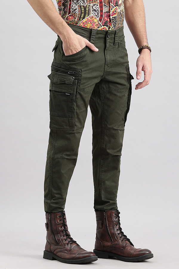 MILITARY GREEN SLIM FIT CARGO PANT (REGULAR FIT)