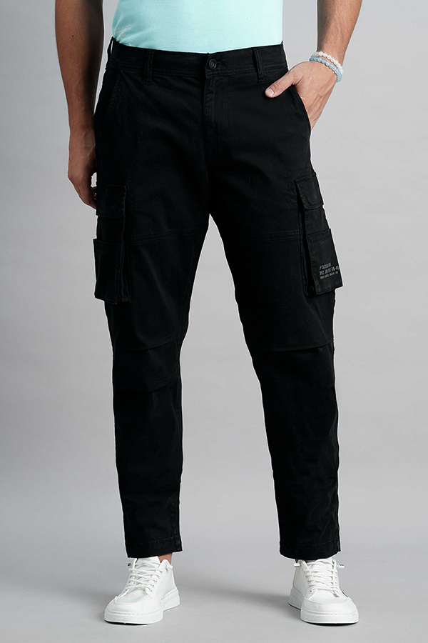 BLACK SLIM FIT CARGO PANT (REGULAR FIT)