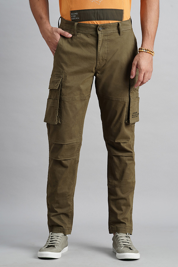 OLIVE SLIM FIT CARGO PANT (REGULAR FIT)