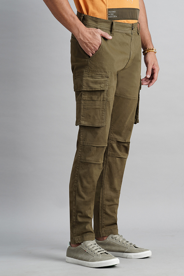 OLIVE SLIM FIT CARGO PANT (REGULAR FIT)