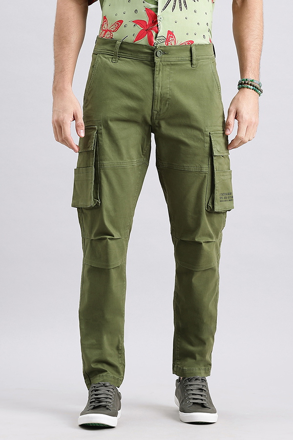 MILITARY GREEN SLIM FIT CARGO PANT (REGULAR FIT)