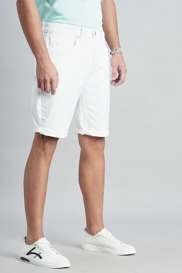 WHITE DENIM SHORT (DENIM SLIM FIT)