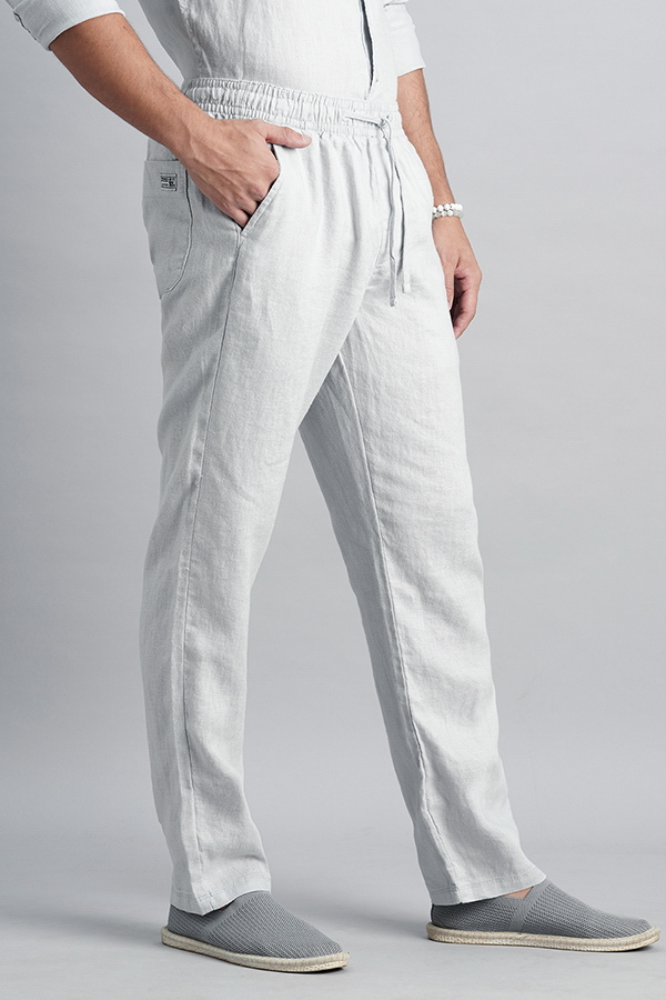 LT GREY LINEN PULL ON PANT (RELAXED FIT)