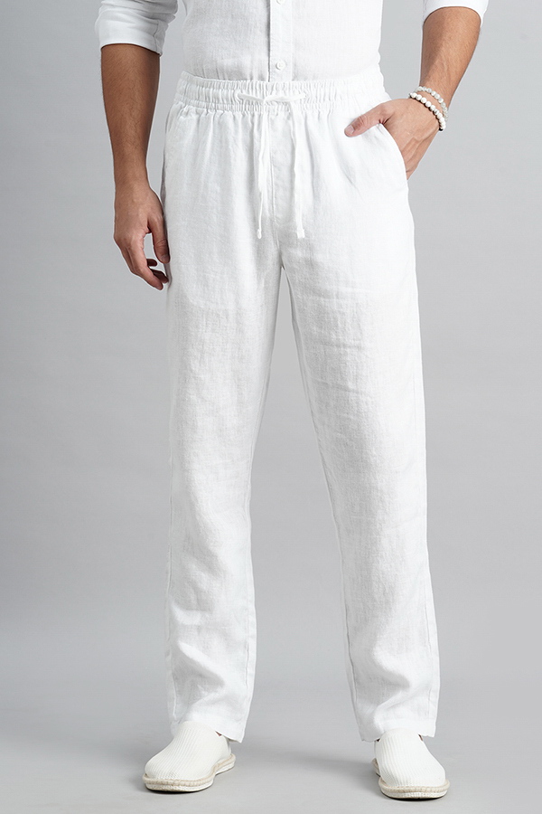 WHITE LINEN PULL ON PANT (RELAXED FIT)