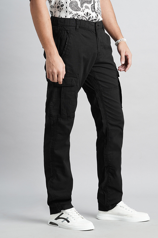 BLACK LINEN CARGO PANT (REGULAR FIT)