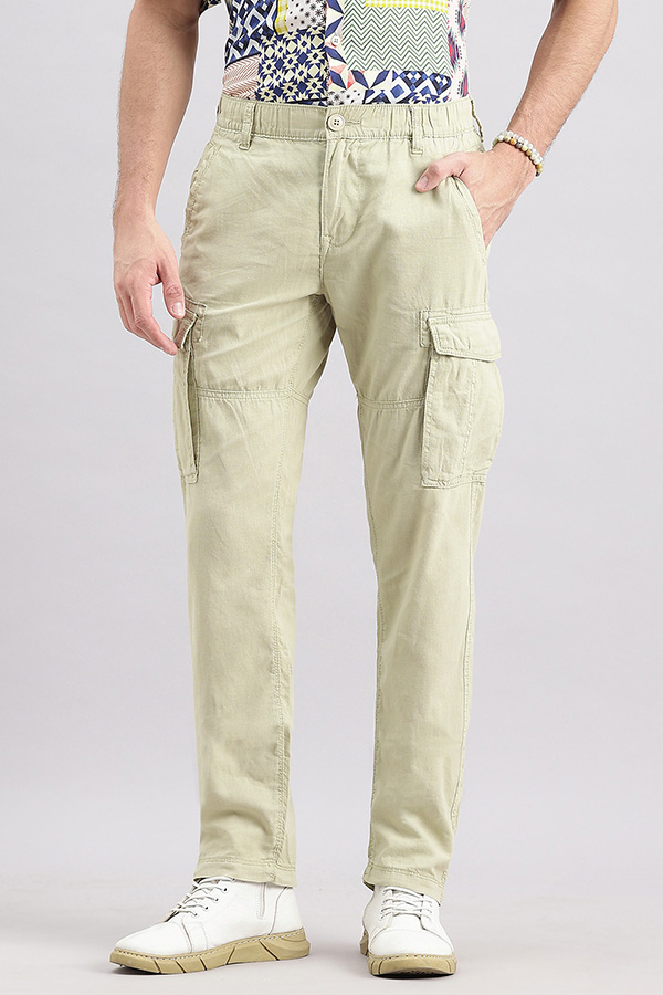 KHAKI LINEN CARGO PANT (REGULAR FIT)