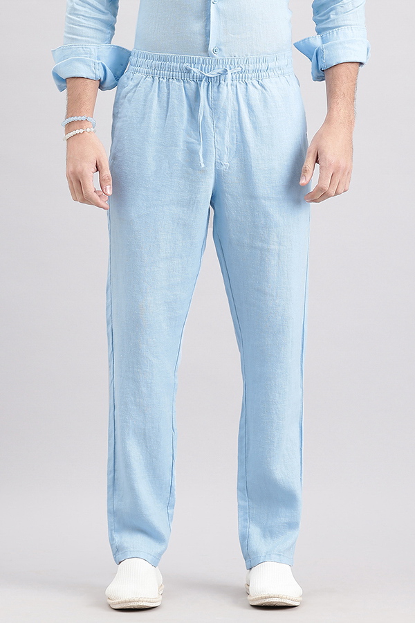 SKY BLUE LINEN PULL ON PANT (RELAXED FIT)