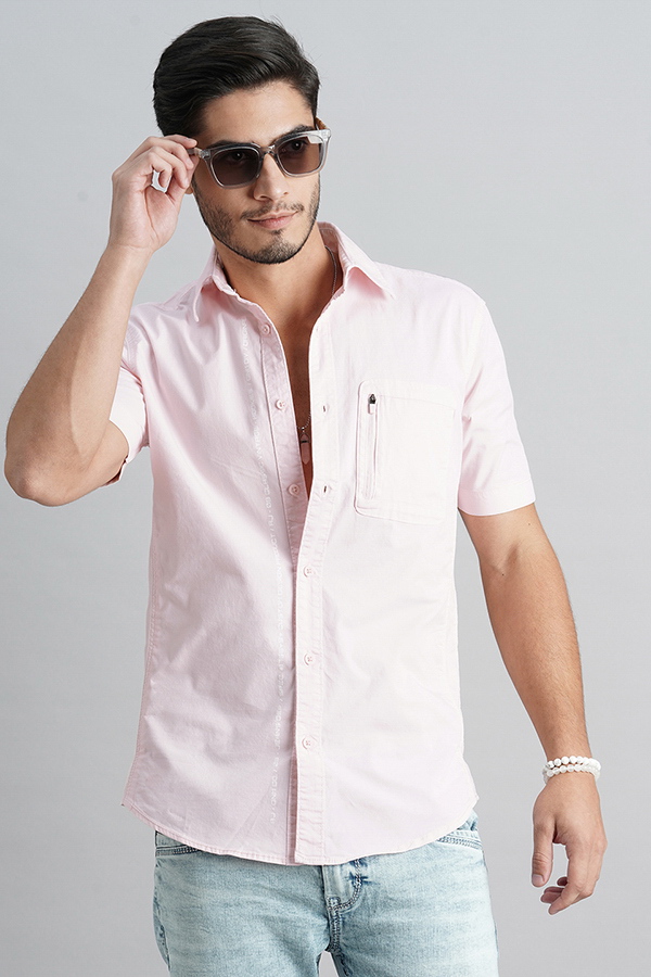 PINK HALF SLEEVE SOLID SHIRT (LEO H/SLV FIT)