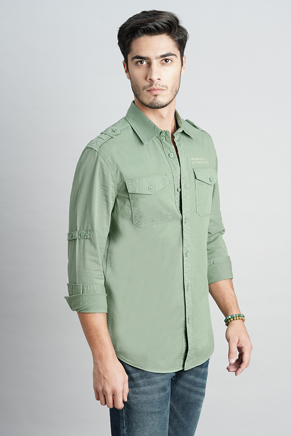 AQUA FOAM FULL SLEEVE SOLID SHIRT (LEO F/SLV FIT)