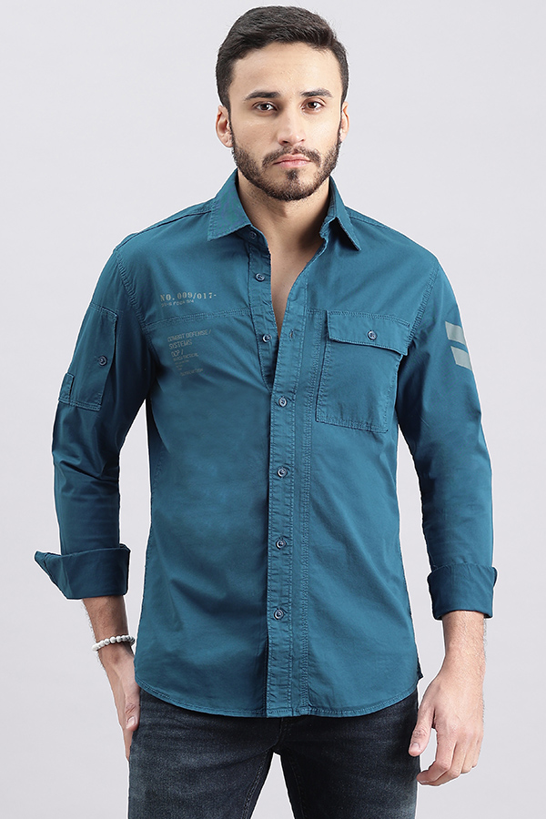 BLUE OPAL FULL SLEEVE SOLID SHIRT (LEO F/SLV FIT)