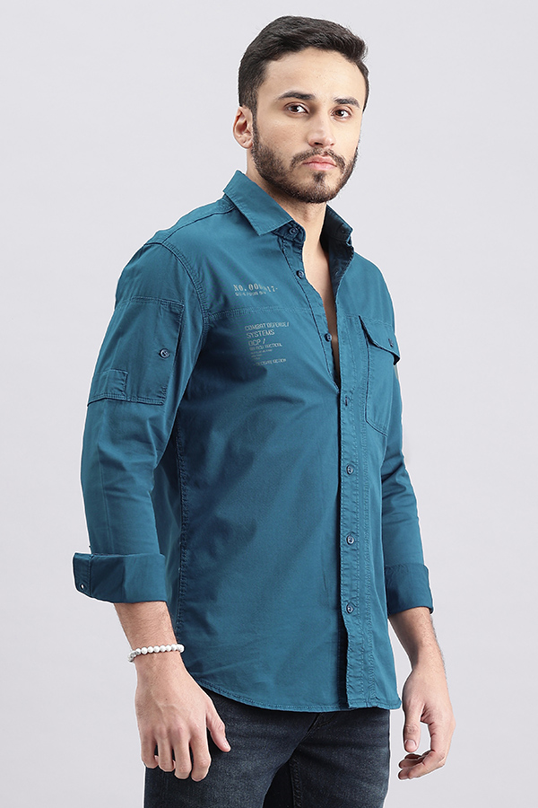 BLUE OPAL FULL SLEEVE SOLID SHIRT (LEO F/SLV FIT)