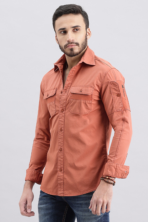 RED WOOD FULL SLEEVE SOLID SHIRT (LEO F/SLV FIT)