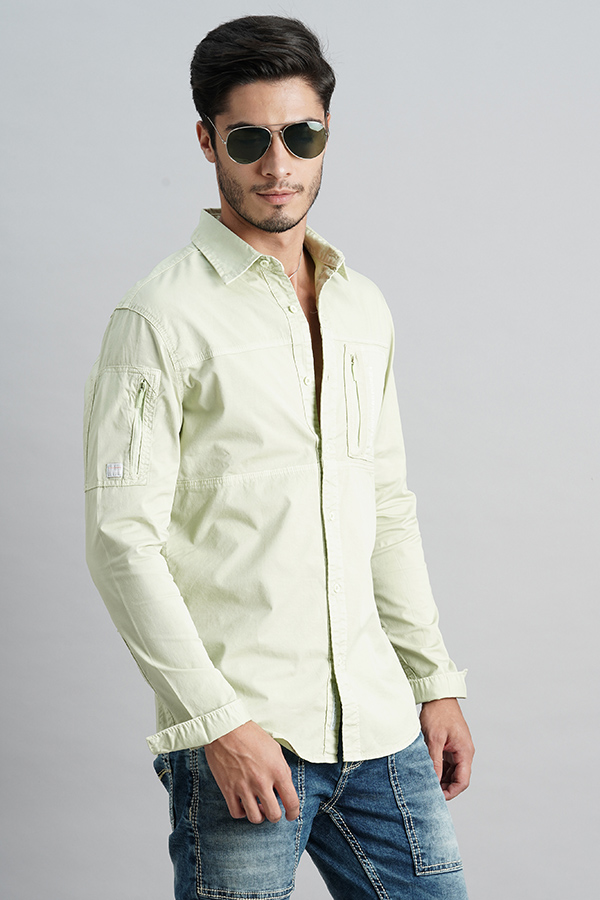 FOG GREEN FULL SLEEVE SOLID SHIRT (LEO F/SLV FIT)