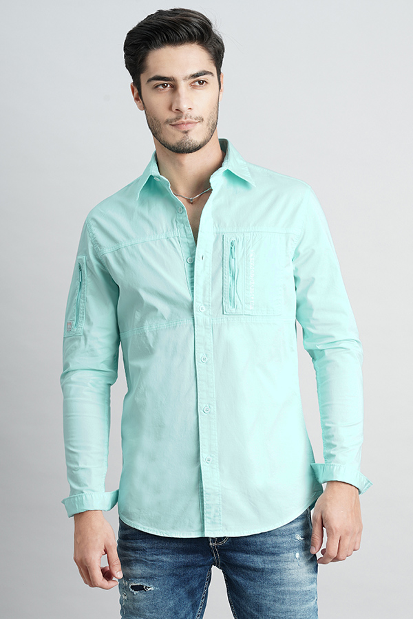 BLUE FEATHER FULL SLEEVE SOLID SHIRT (LEO F/SLV FIT)